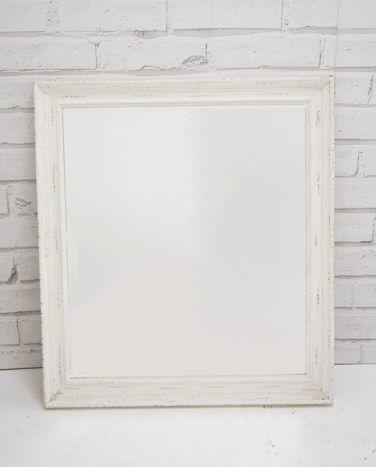 Rustic White Framed Mirror Small