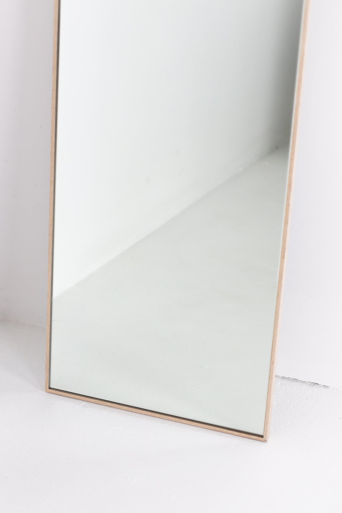 Light timber slim frame mirror